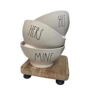 Rae Dunn Ceramic Cereal Bowls‎ Set 3 His Hers Mine